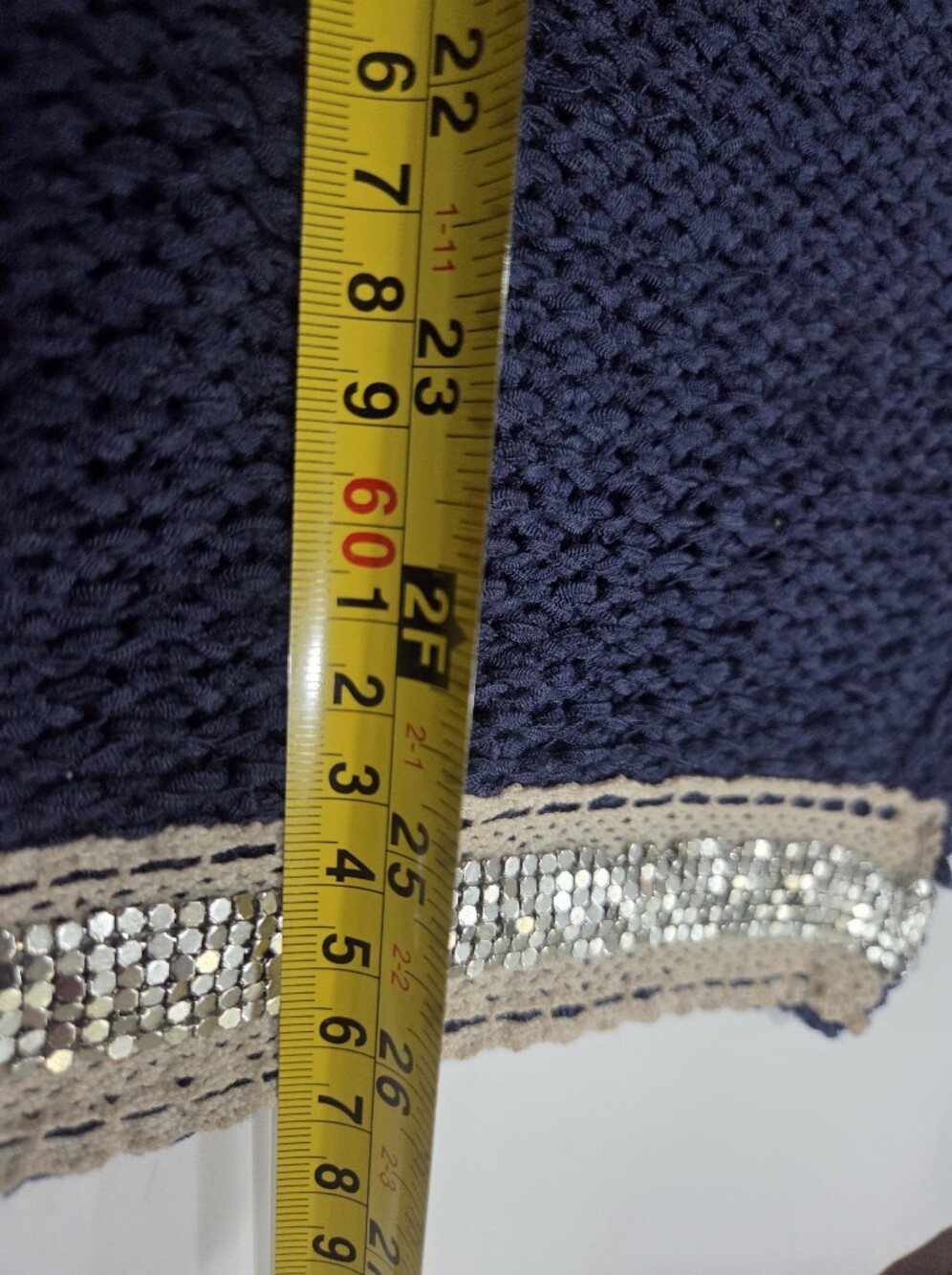 Miracle Navy Blue Crochet Tank Top with Sequin Accents Sz.S/M - Picture 6 of 8
